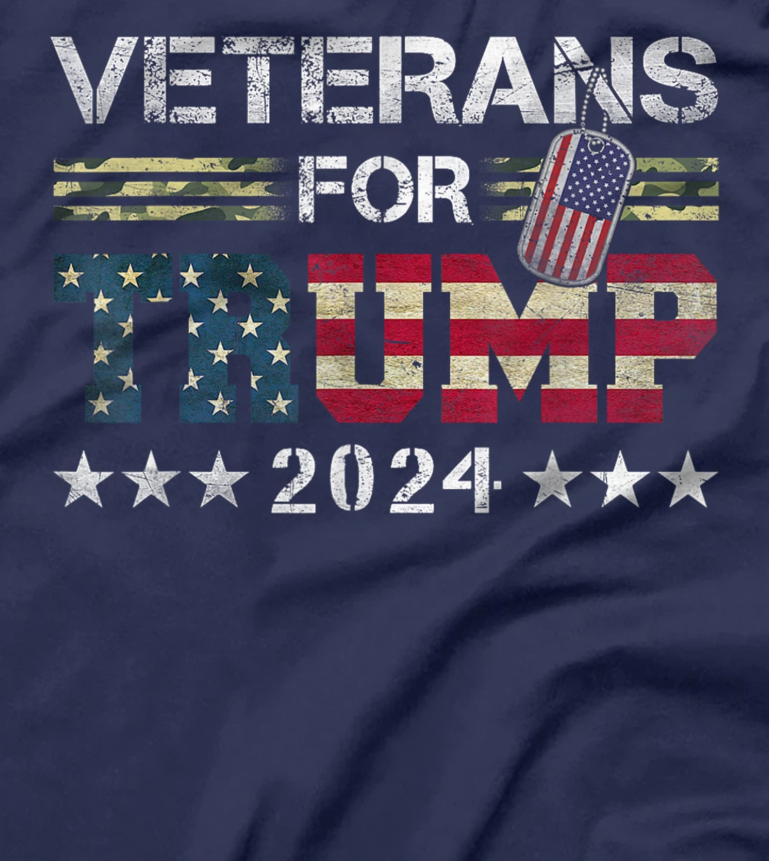 Dad Grandpa Veterans For Trump 2024 American Flag Camo T-Shirt