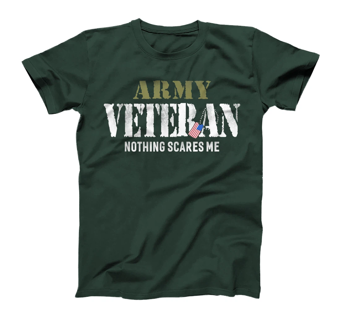 Men's Army Veteran Nothing Scares Me American Flag T-Shirt