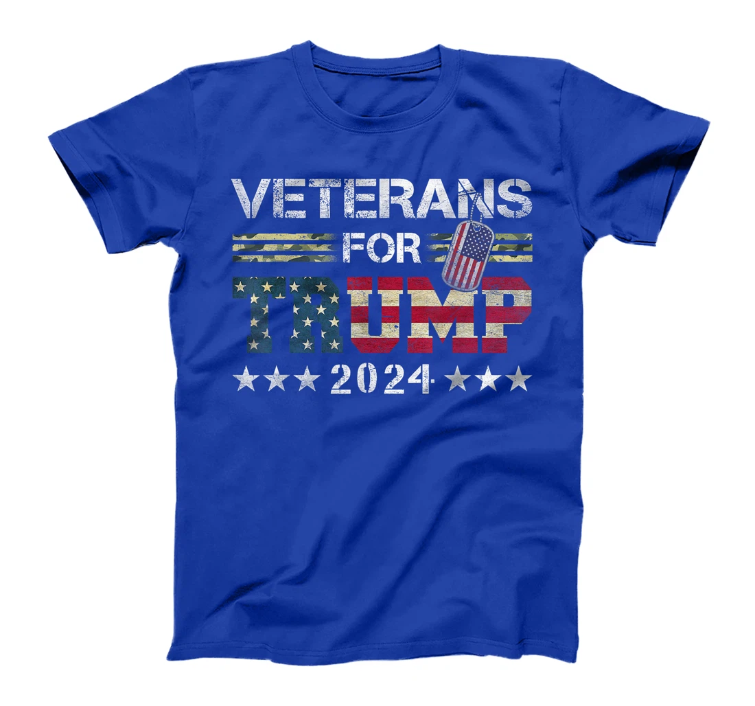 Dad Grandpa Veterans For Trump 2024 American Flag Camo T-Shirt