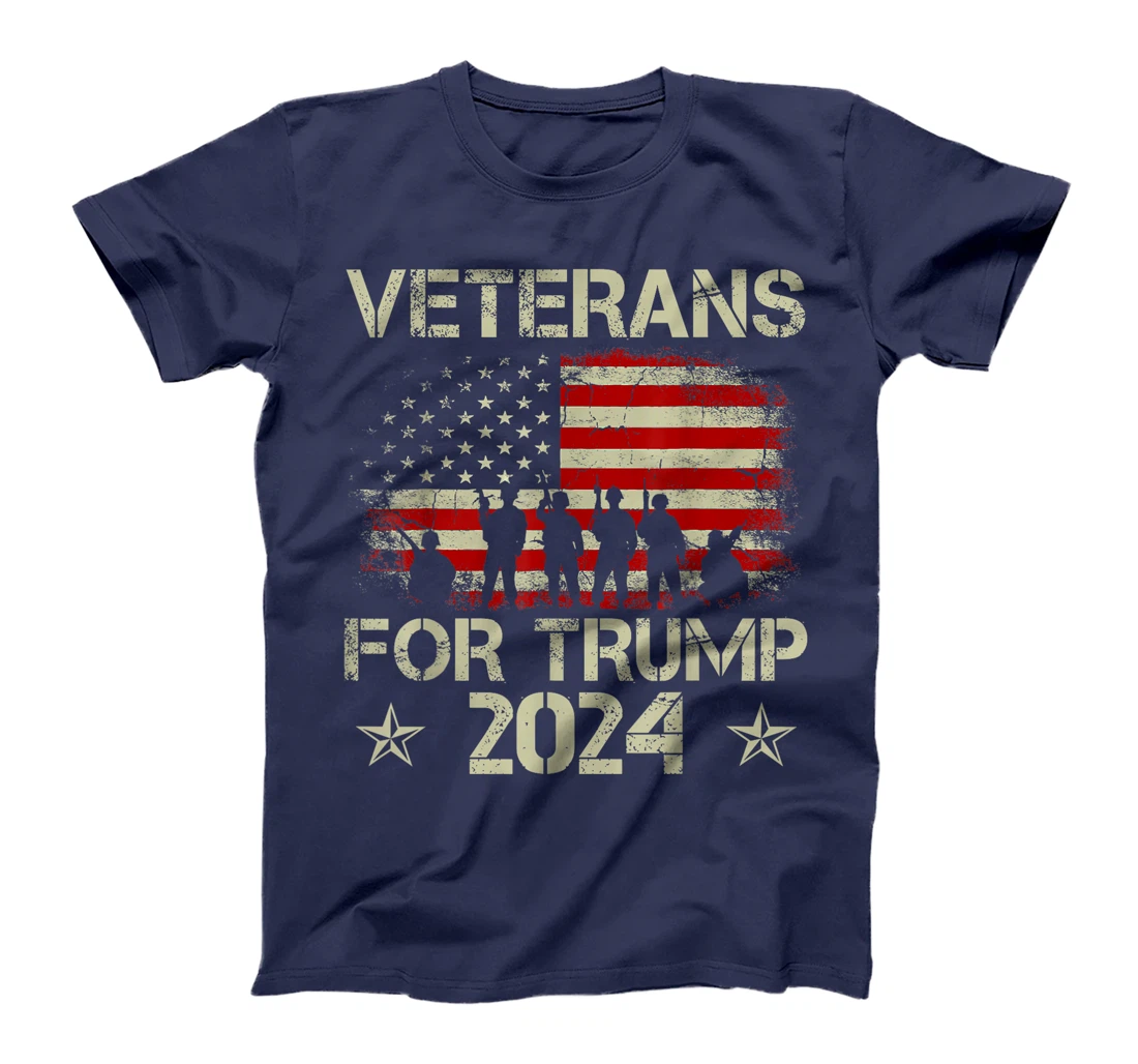 Grandpa Veterans For Trump 2024 American Flag 4th Of July T-Shirt