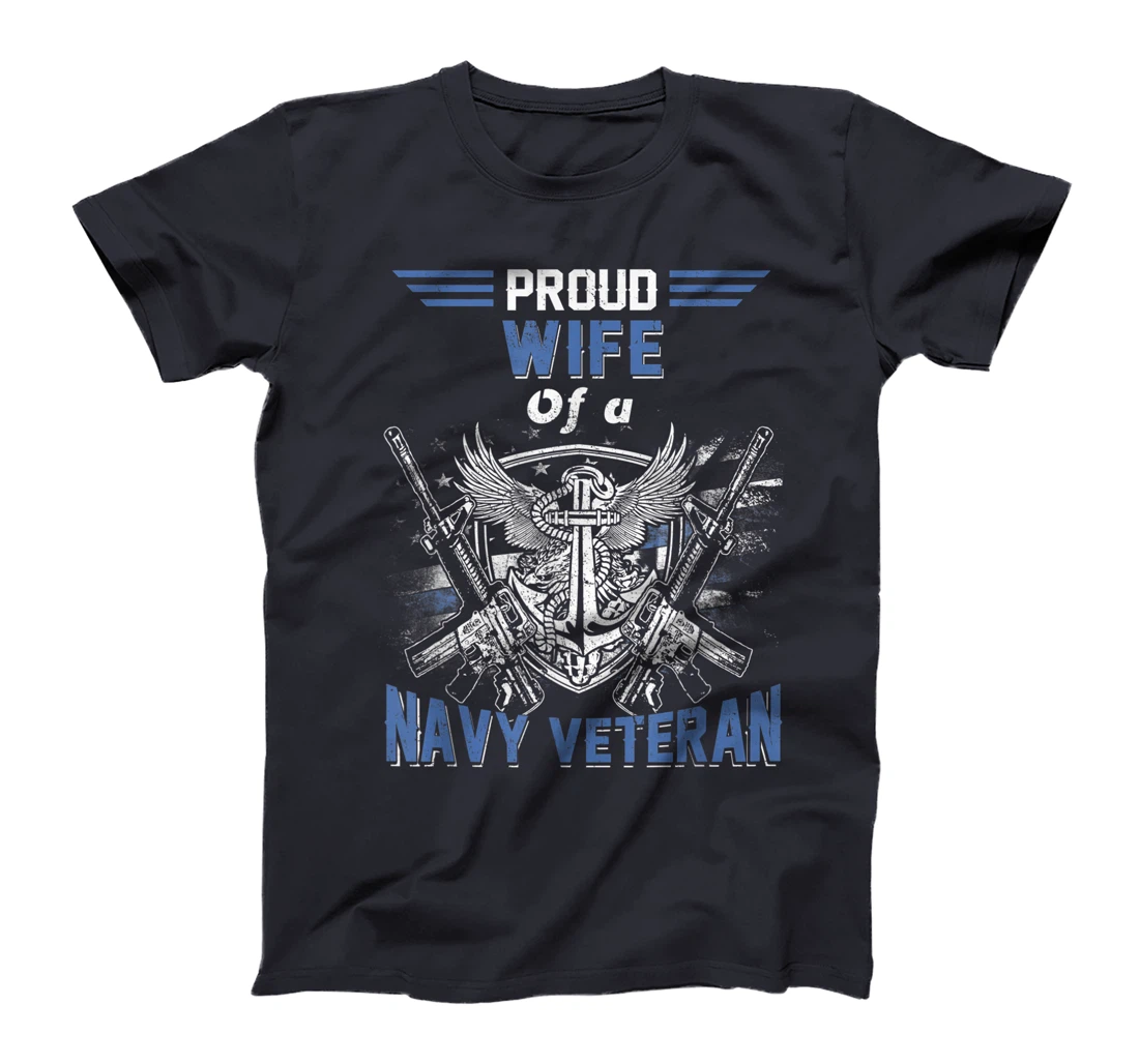 Proud Wife of A Navy Veteran Sailor USA Flag T-Shirt