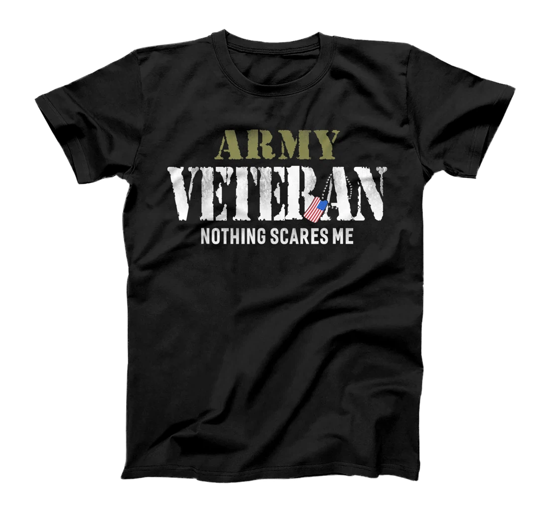 Men's Army Veteran Nothing Scares Me American Flag T-Shirt