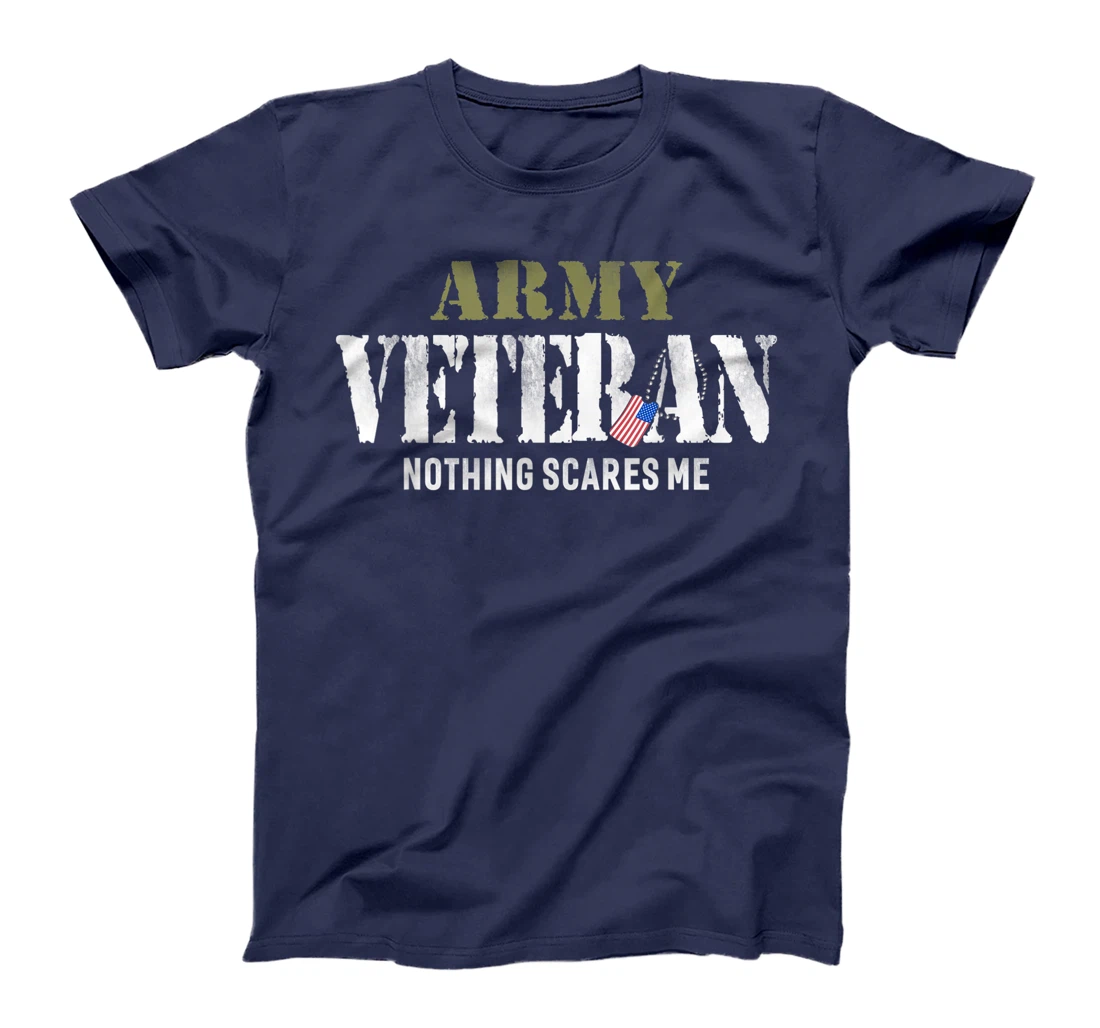 Men's Army Veteran Nothing Scares Me American Flag T-Shirt