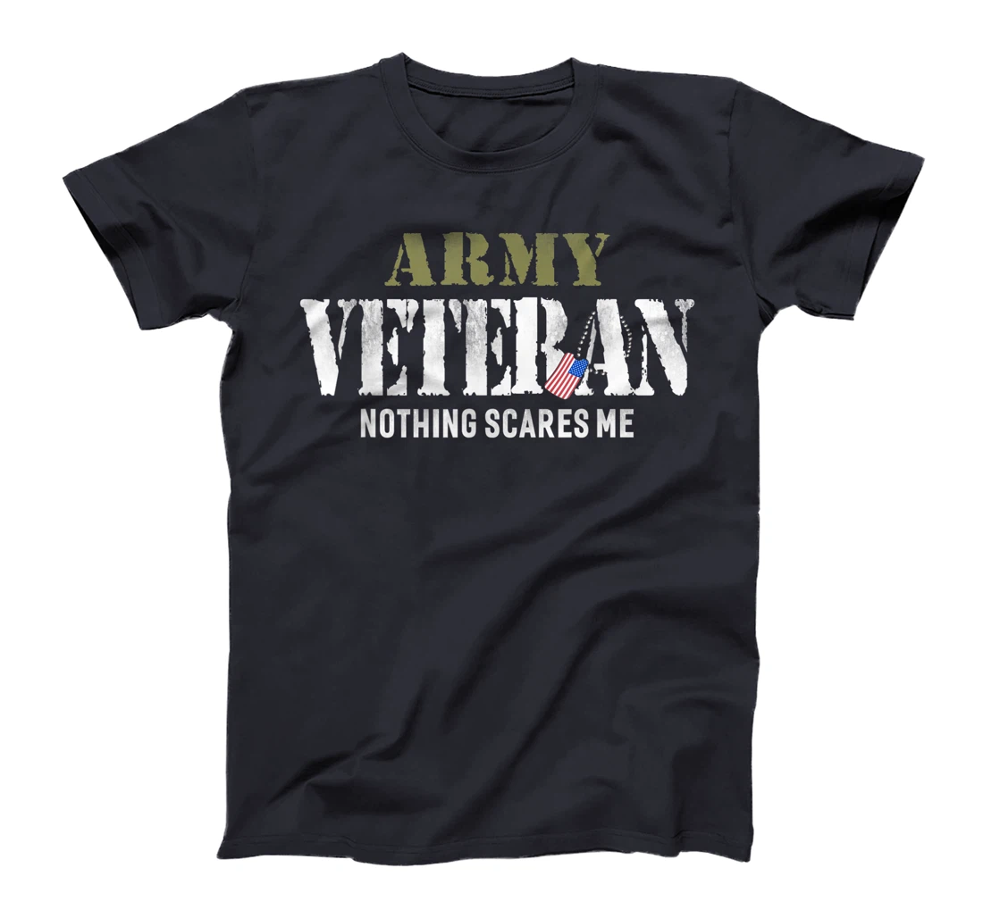 Men's Army Veteran Nothing Scares Me American Flag T-Shirt