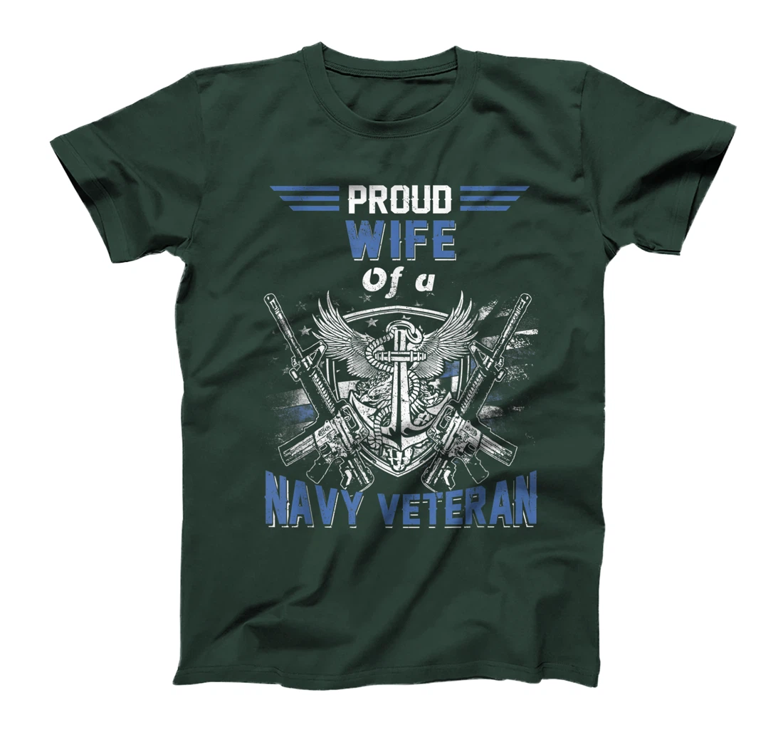 Proud Wife of A Navy Veteran Sailor USA Flag T-Shirt