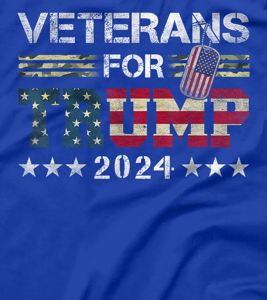 Dad Grandpa Veterans For Trump 2024 American Flag Camo T-Shirt