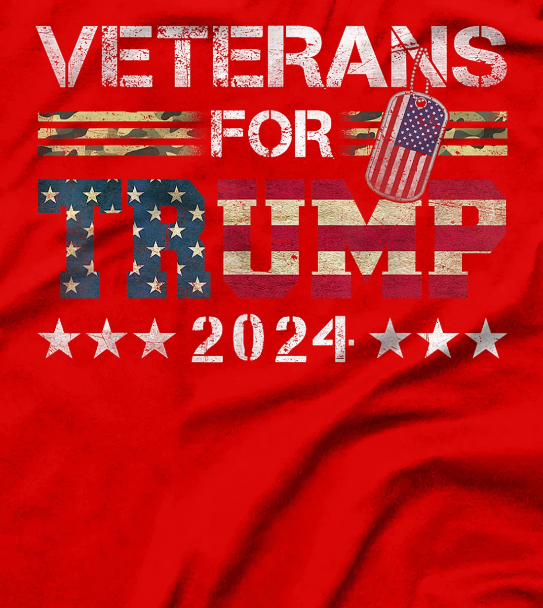 Dad Grandpa Veterans For Trump 2024 American Flag Camo T-Shirt