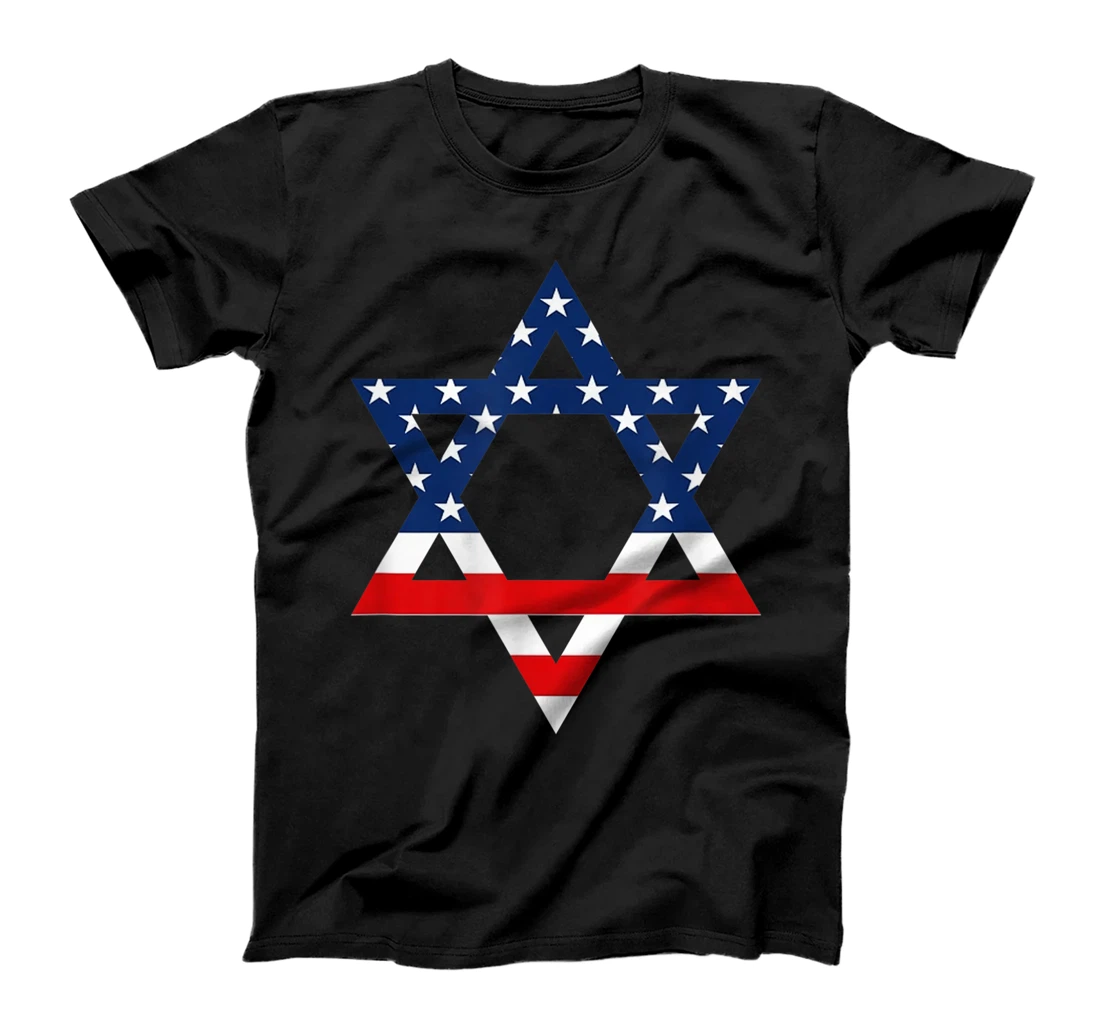 Star of David Jewish US Flag Half Jew Purim Love Israel Gift T-Shirt