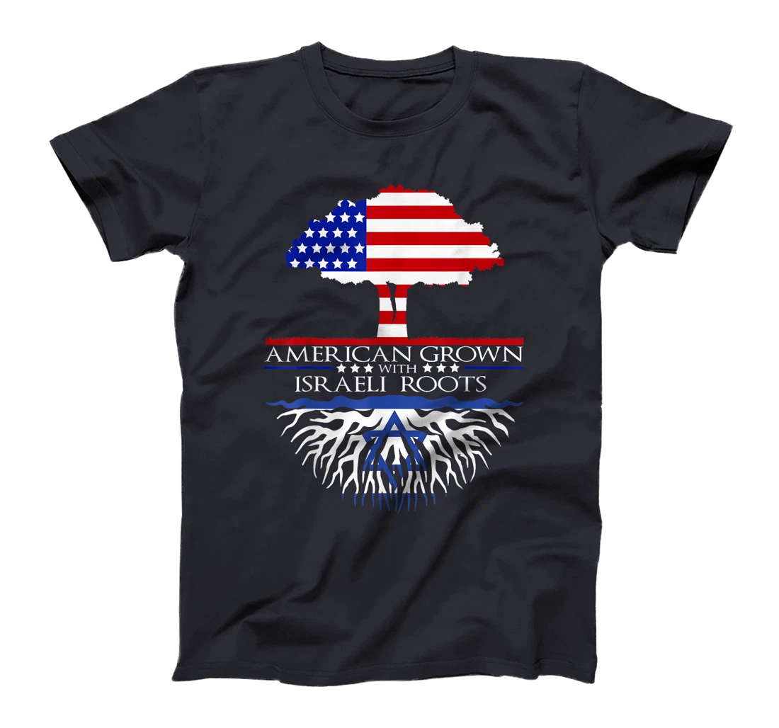 Israeli Roots American Grown Tree Flag USA Israel Jerusalem T-Shirt