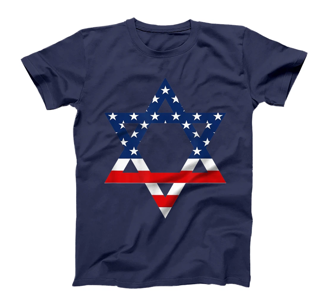 Star of David Jewish US Flag Half Jew Purim Love Israel Gift T-Shirt