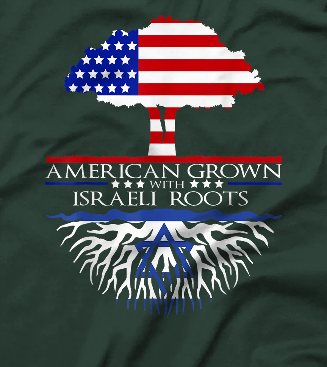 Israeli Roots American Grown Tree Flag USA Israel Jerusalem T-Shirt