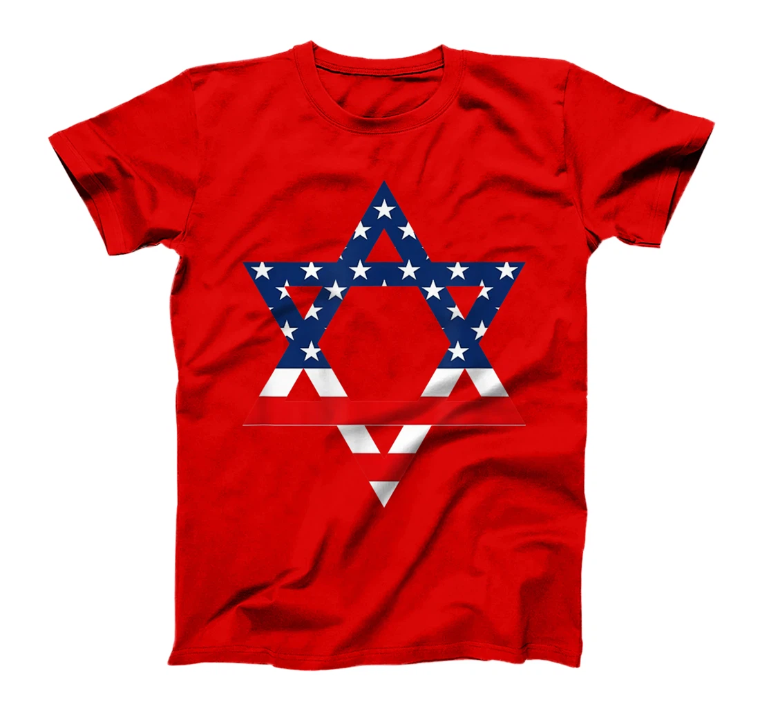 Star of David Jewish US Flag Half Jew Purim Love Israel Gift T-Shirt