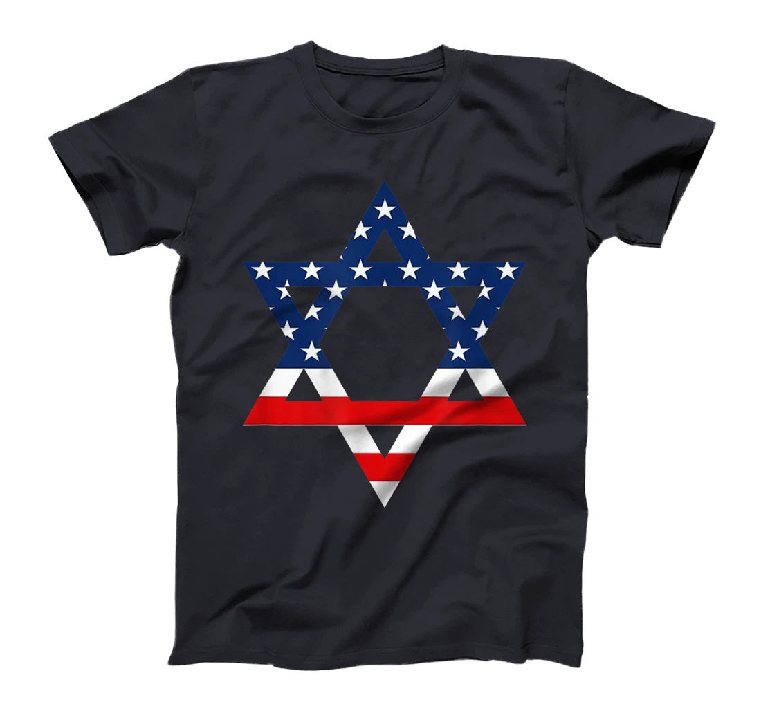 Star of David Jewish US Flag Half Jew Purim Love Israel Gift T-Shirt