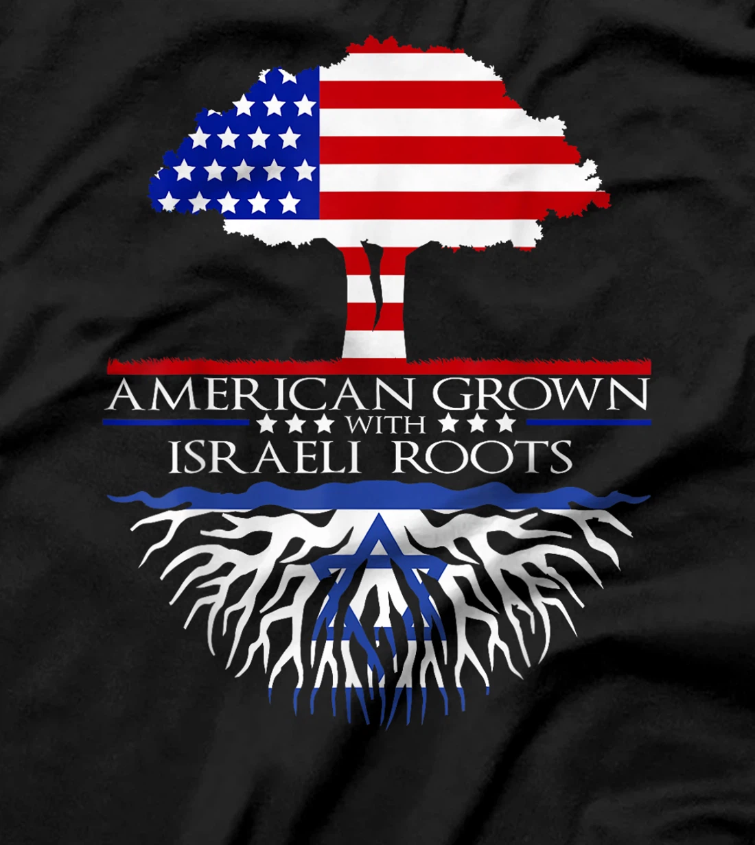 Israeli Roots American Grown Tree Flag USA Israel Jerusalem T-Shirt