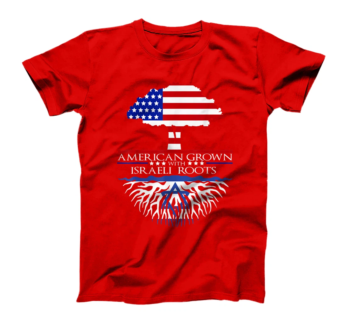 Israeli Roots American Grown Tree Flag USA Israel Jerusalem T-Shirt