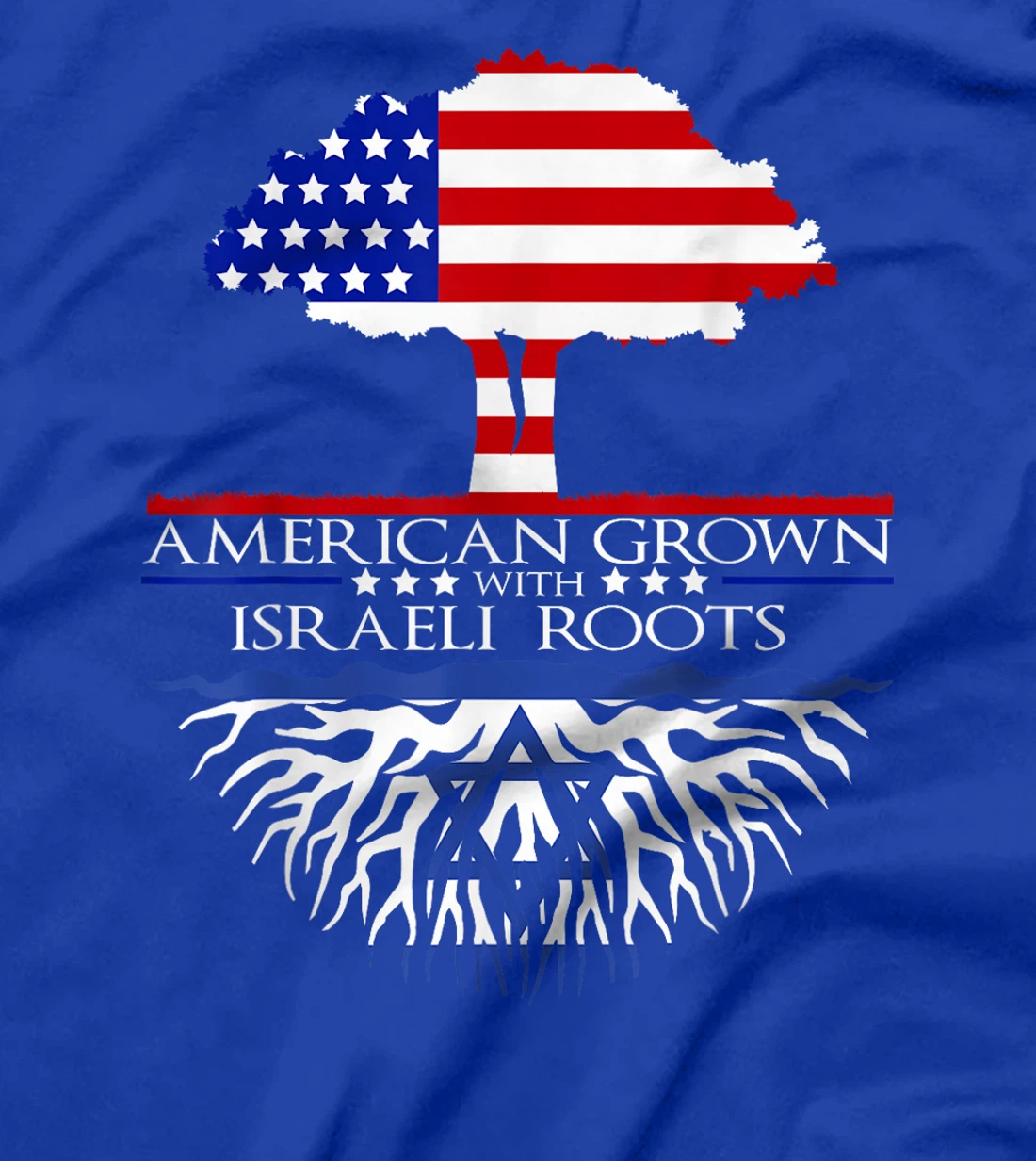 Israeli Roots American Grown Tree Flag USA Israel Jerusalem T-Shirt
