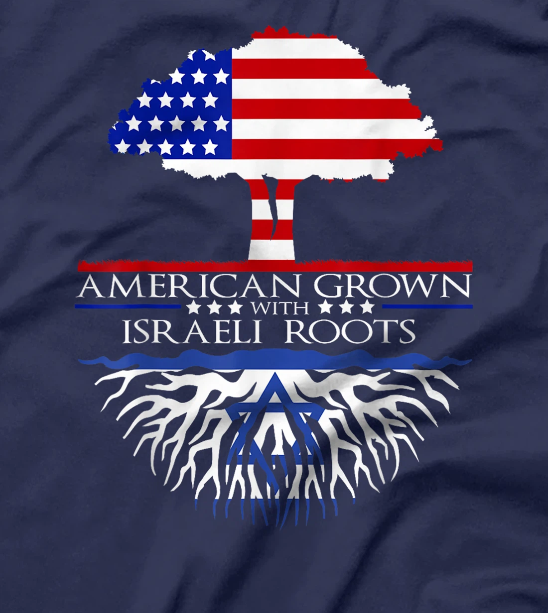 Israeli Roots American Grown Tree Flag USA Israel Jerusalem T-Shirt