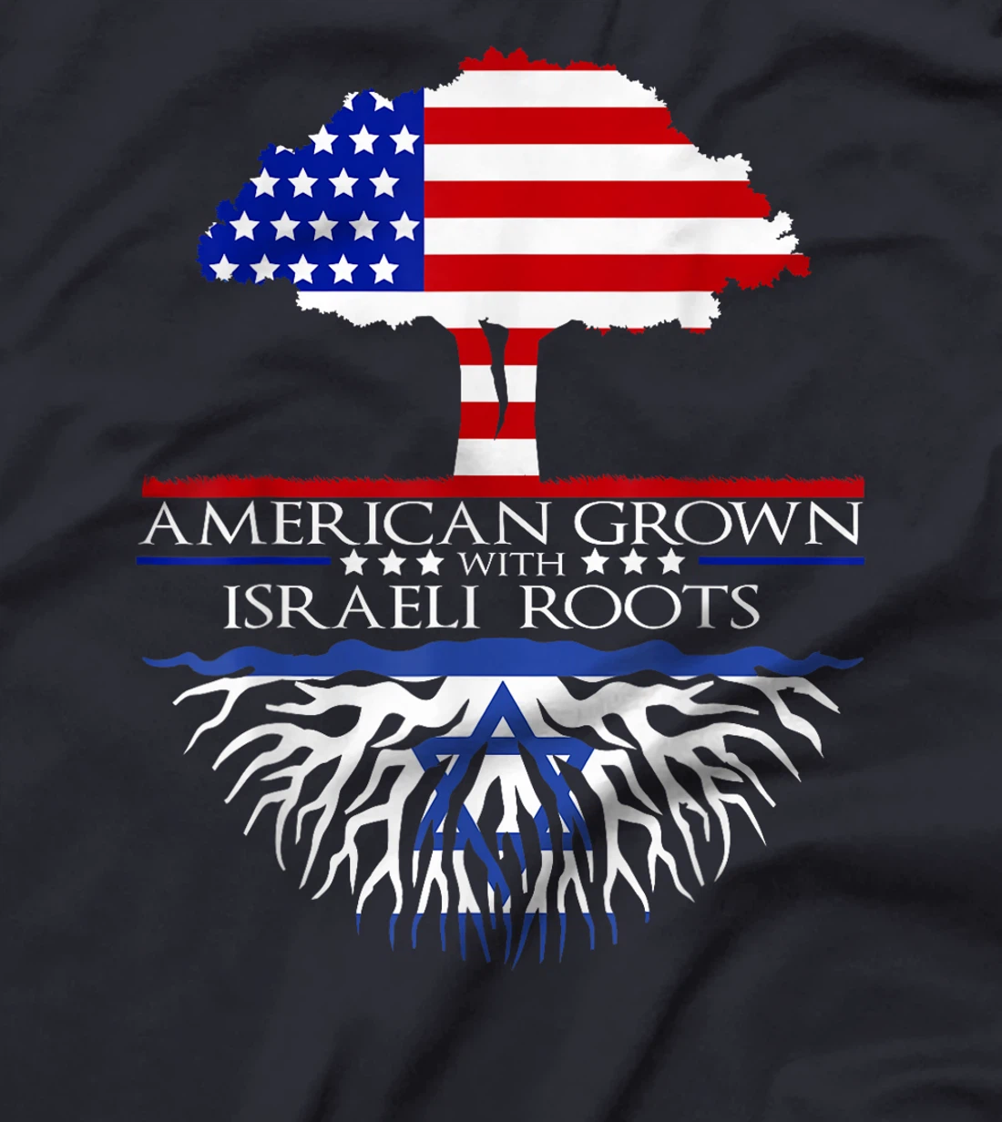 Israeli Roots American Grown Tree Flag USA Israel Jerusalem T-Shirt