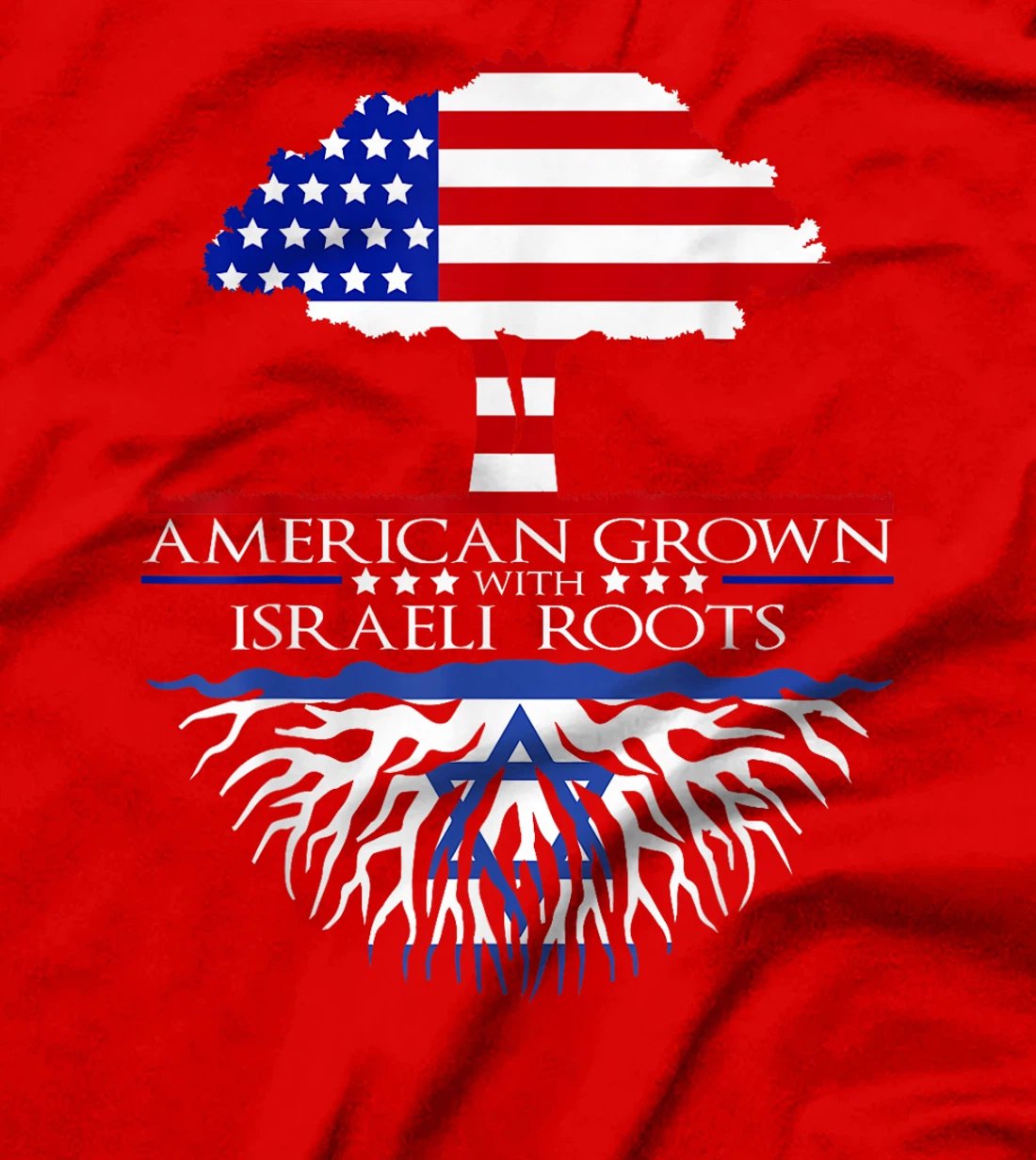 Israeli Roots American Grown Tree Flag USA Israel Jerusalem T-Shirt