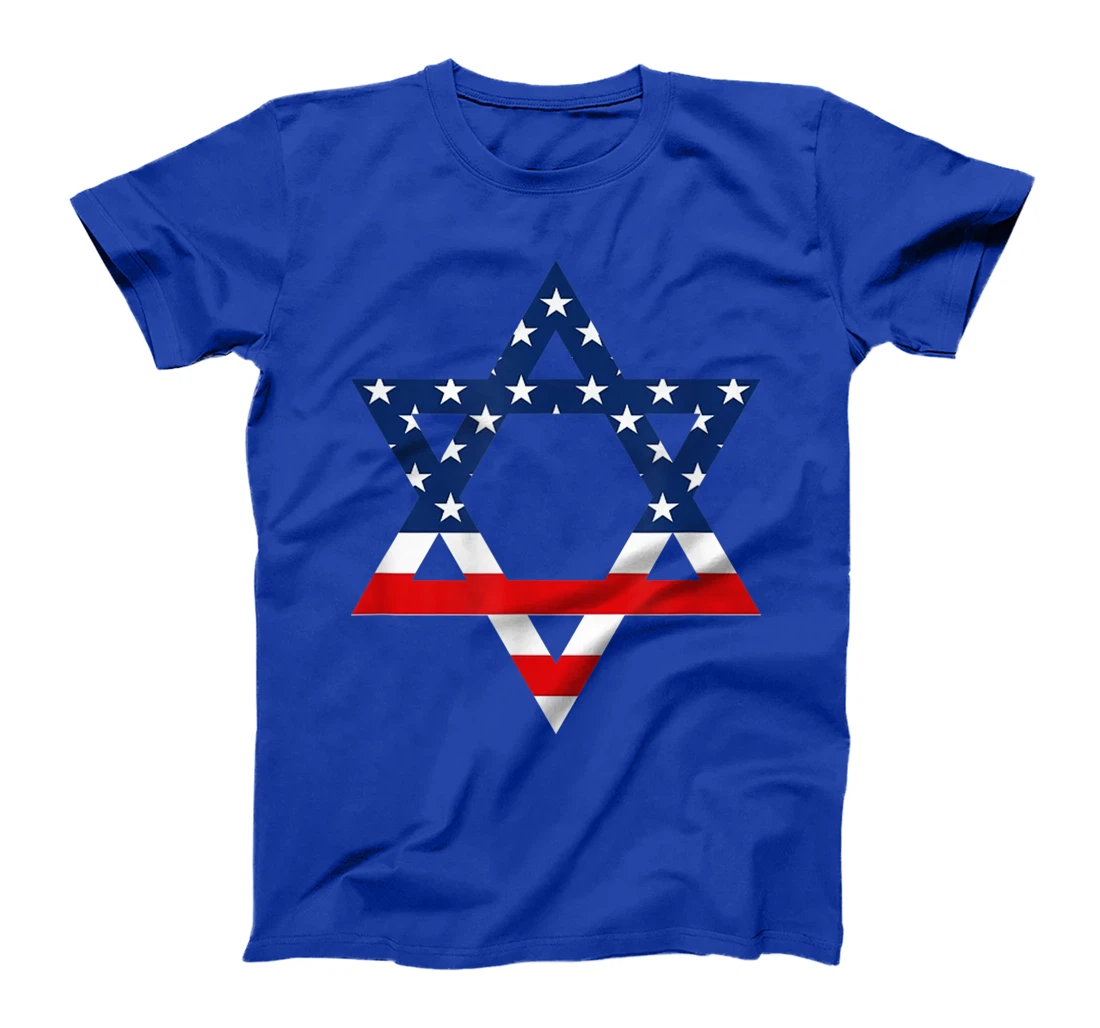 Star of David Jewish US Flag Half Jew Purim Love Israel Gift T-Shirt