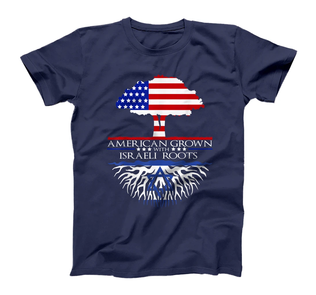 Israeli Roots American Grown Tree Flag USA Israel Jerusalem T-Shirt