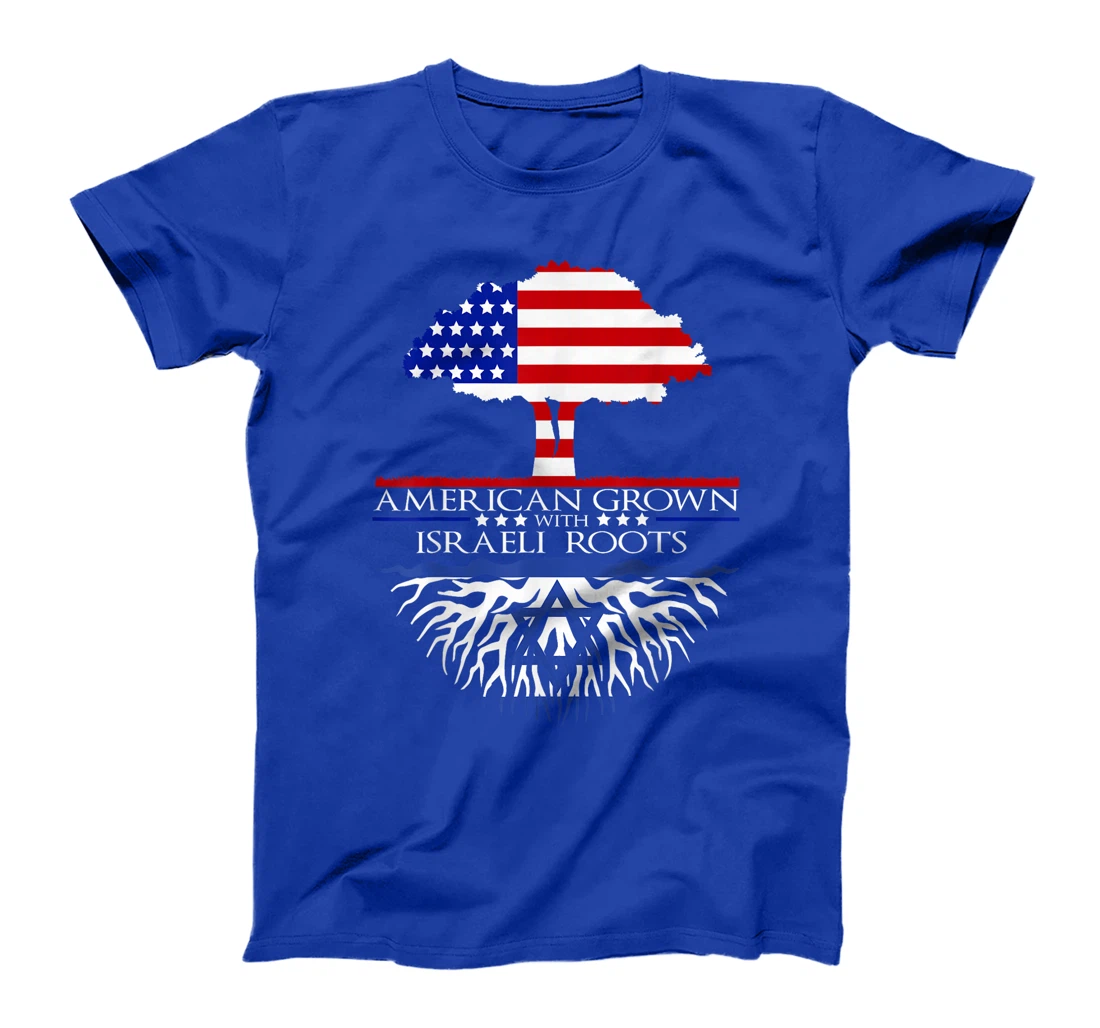 Israeli Roots American Grown Tree Flag USA Israel Jerusalem T-Shirt