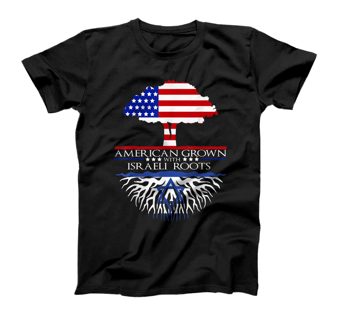 Israeli Roots American Grown Tree Flag USA Israel Jerusalem T-Shirt