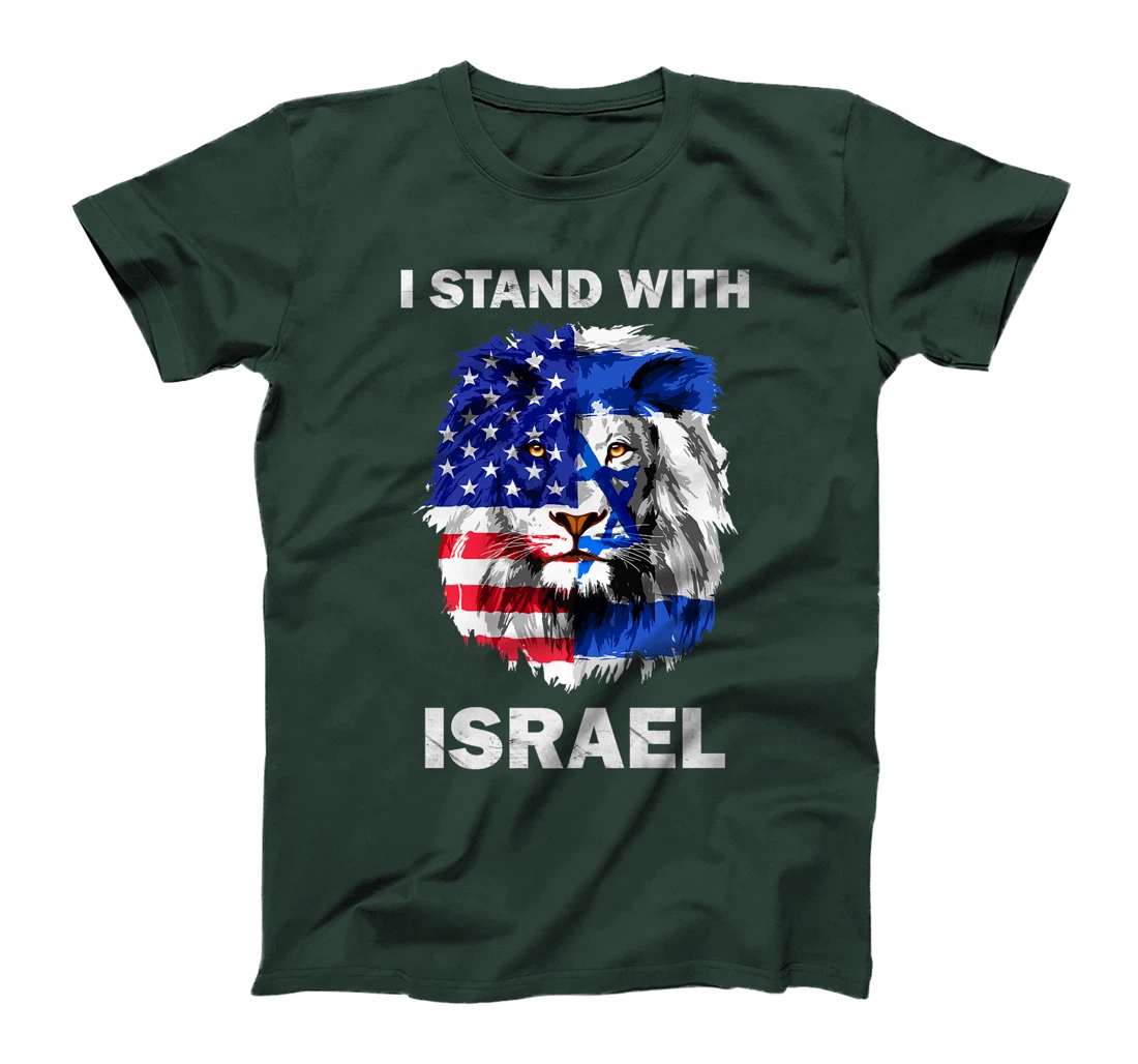 Israel and USA Flag Lion | I Stand With Israel Premium T-Shirt