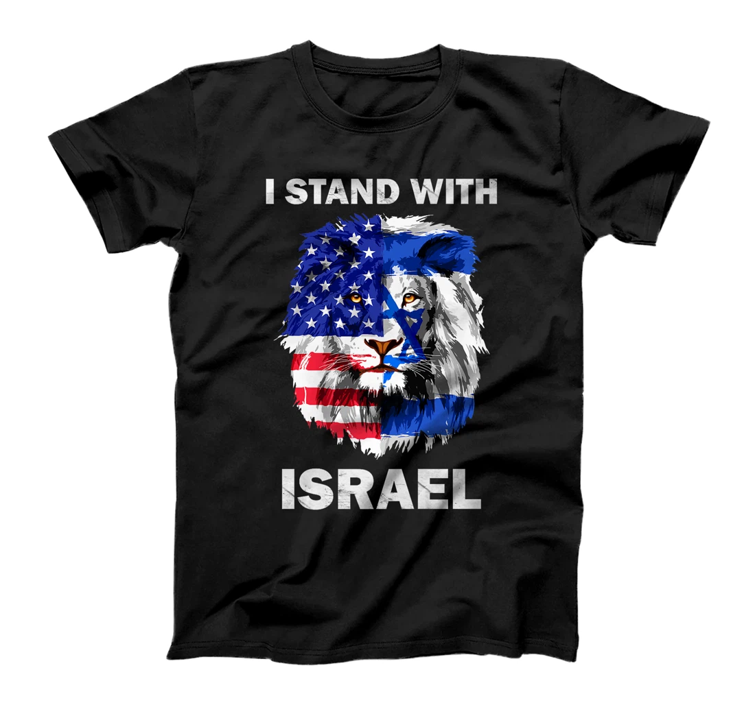Israel and USA Flag Lion | I Stand With Israel Premium T-Shirt
