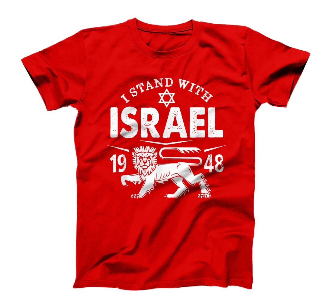 I STAND WITH ISRAEL Lion of Judah Star of David Flag Vintage T-Shirt