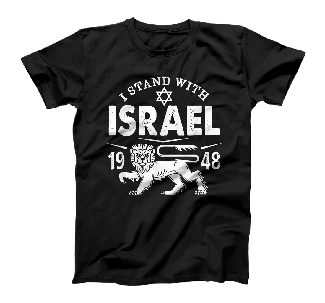 I STAND WITH ISRAEL Lion of Judah Star of David Flag Vintage T-Shirt