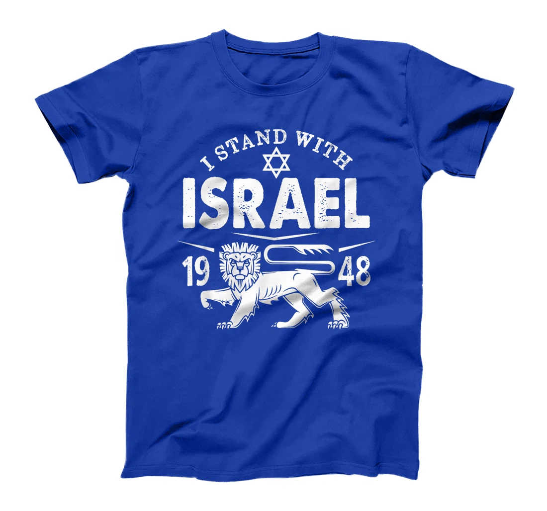 I STAND WITH ISRAEL Lion of Judah Star of David Flag Vintage T-Shirt
