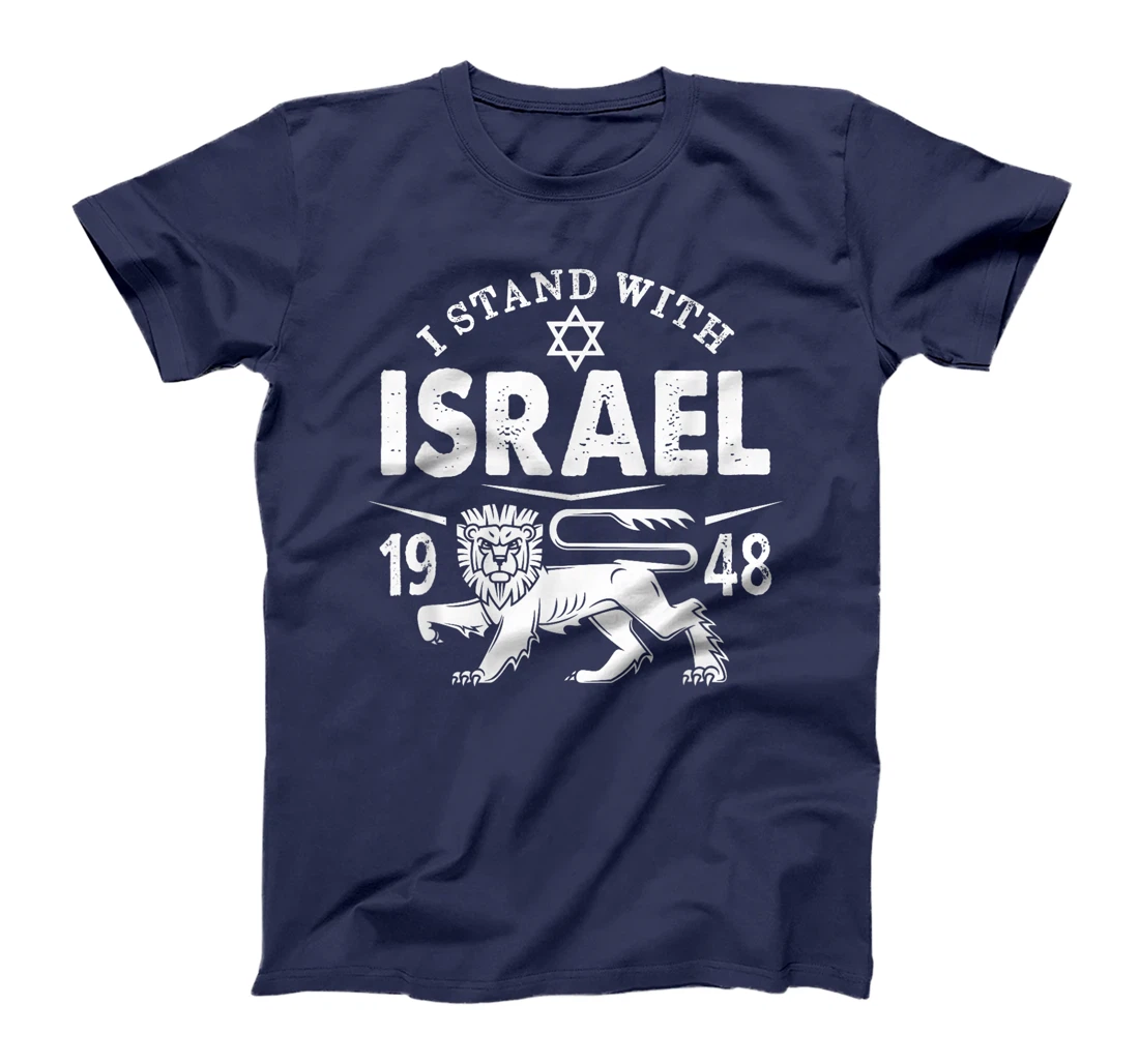 I STAND WITH ISRAEL Lion of Judah Star of David Flag Vintage T-Shirt