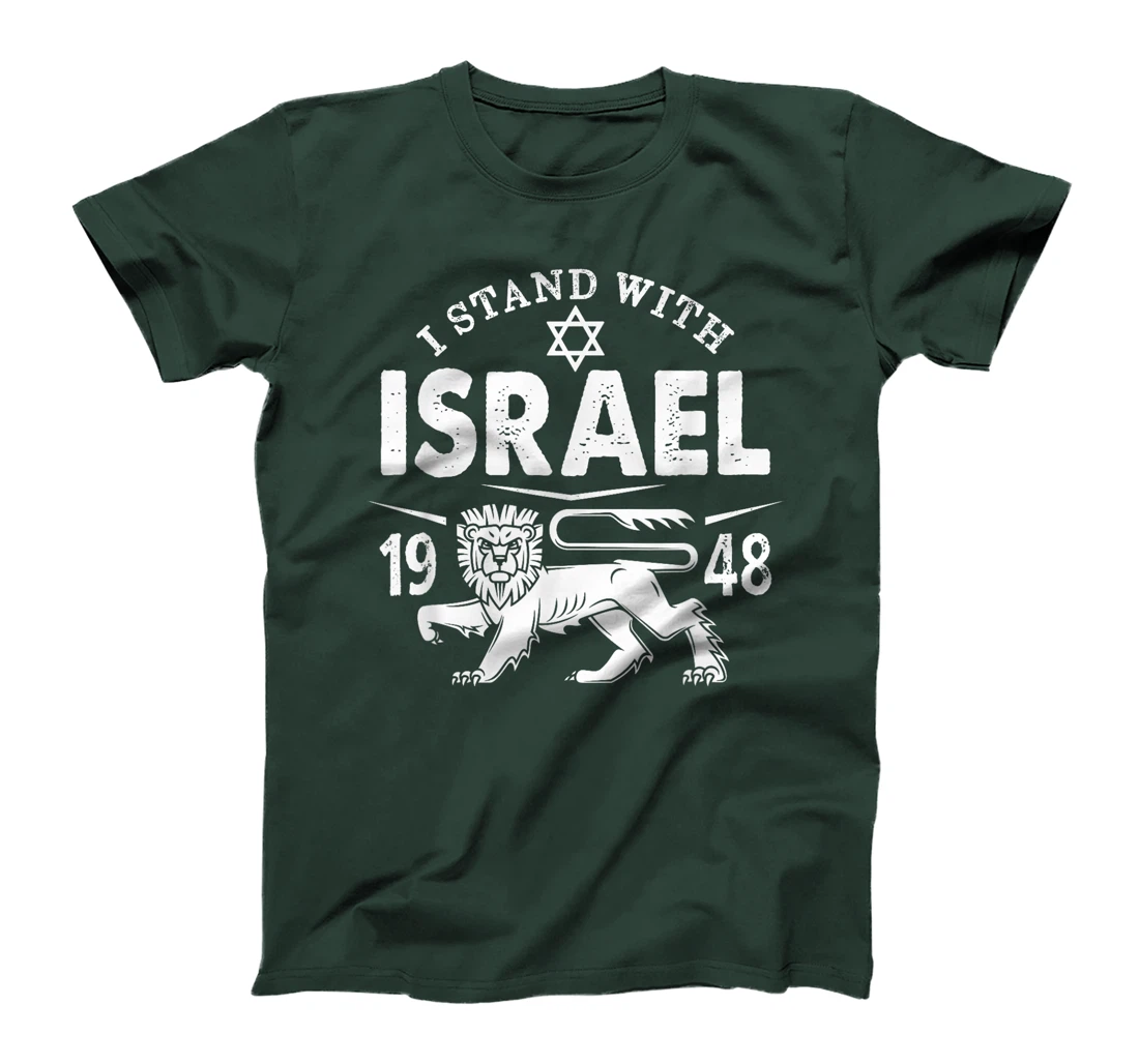 I STAND WITH ISRAEL Lion of Judah Star of David Flag Vintage T-Shirt