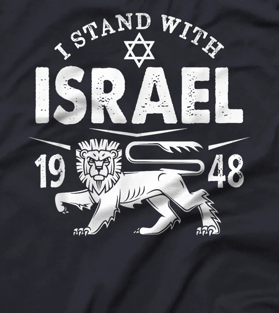 I STAND WITH ISRAEL Lion of Judah Star of David Flag Vintage T-Shirt
