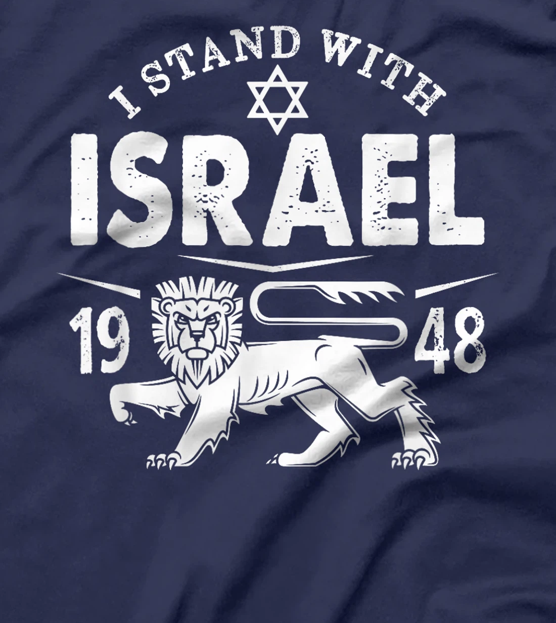 I STAND WITH ISRAEL Lion of Judah Star of David Flag Vintage T-Shirt