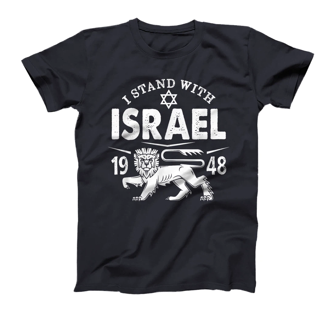 I STAND WITH ISRAEL Lion of Judah Star of David Flag Vintage T-Shirt
