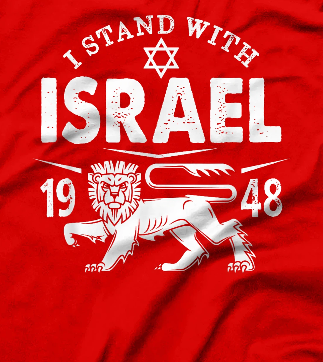 I STAND WITH ISRAEL Lion of Judah Star of David Flag Vintage T-Shirt