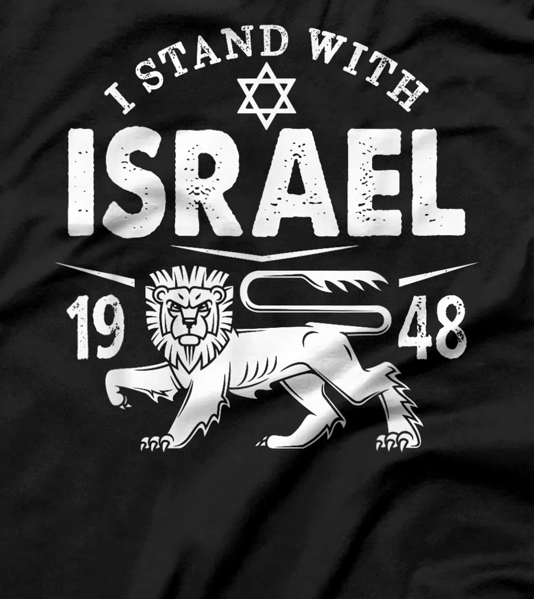 I STAND WITH ISRAEL Lion of Judah Star of David Flag Vintage T-Shirt