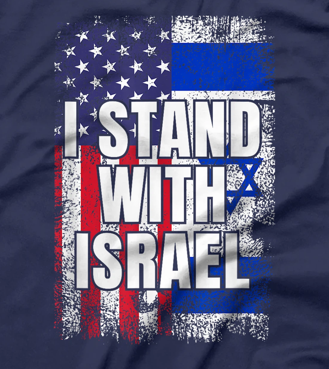 Womens I Stand With Israel USA Israeli Flag T-Shirt