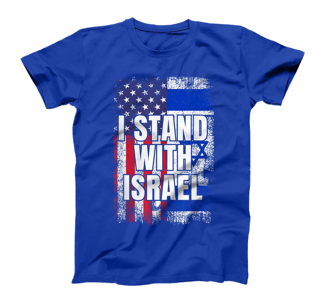 Womens I Stand With Israel USA Israeli Flag T-Shirt
