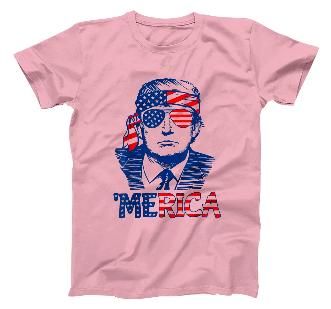 'MERICA TRUMP Happy 4th Of July Trump American Flag T-Shirt