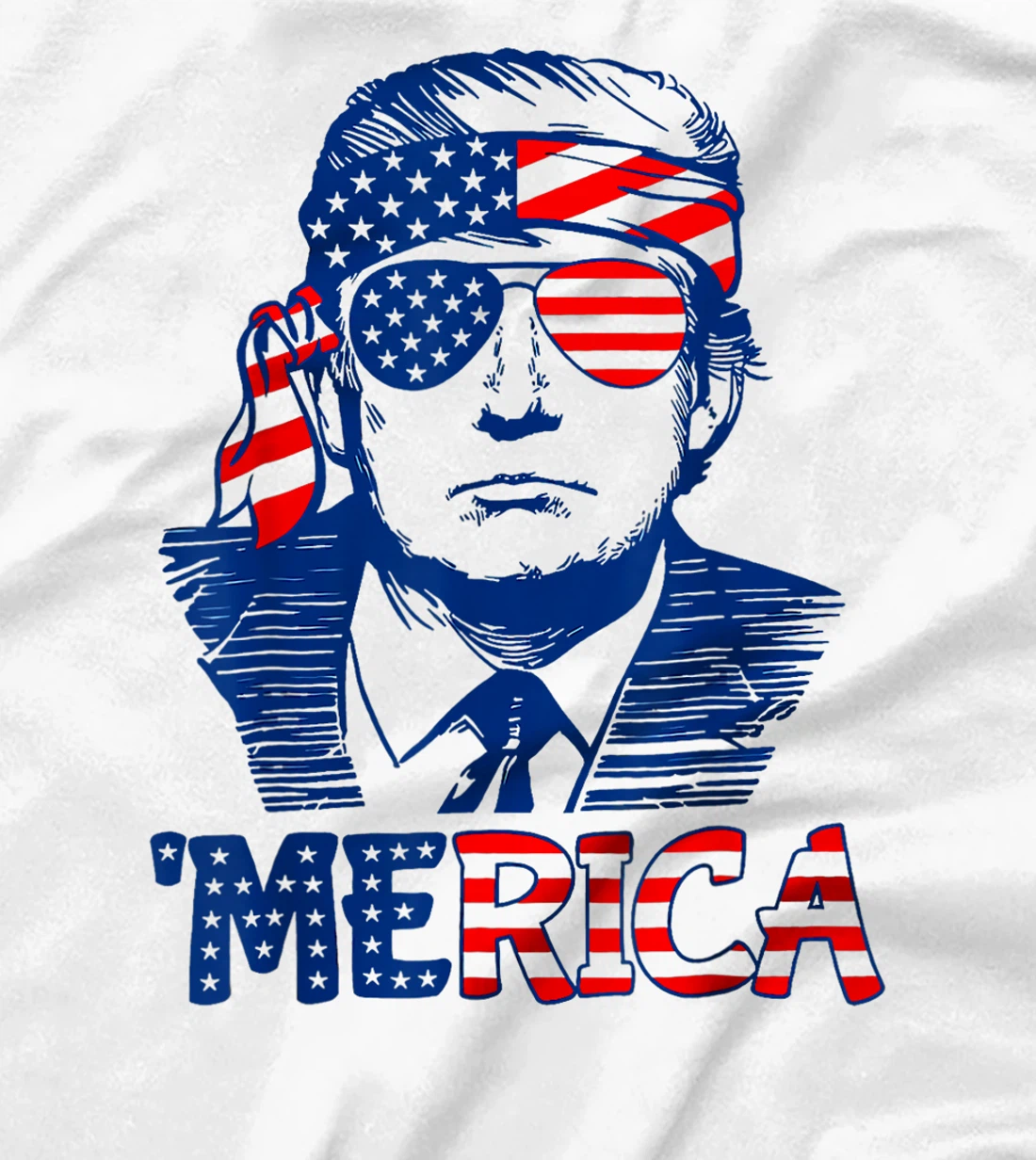 'MERICA TRUMP Happy 4th Of July Trump American Flag T-Shirt