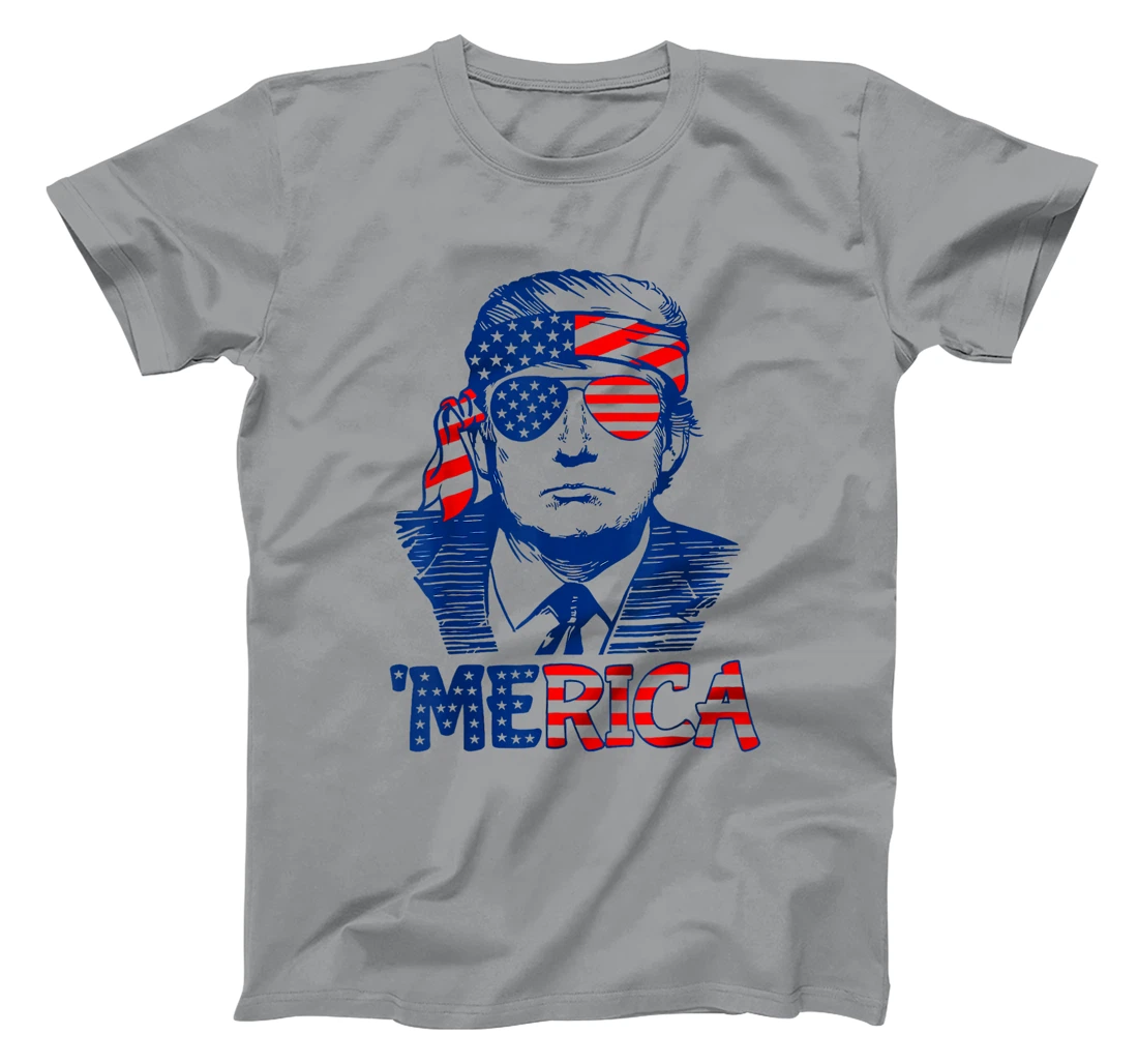 'MERICA TRUMP Happy 4th Of July Trump American Flag T-Shirt