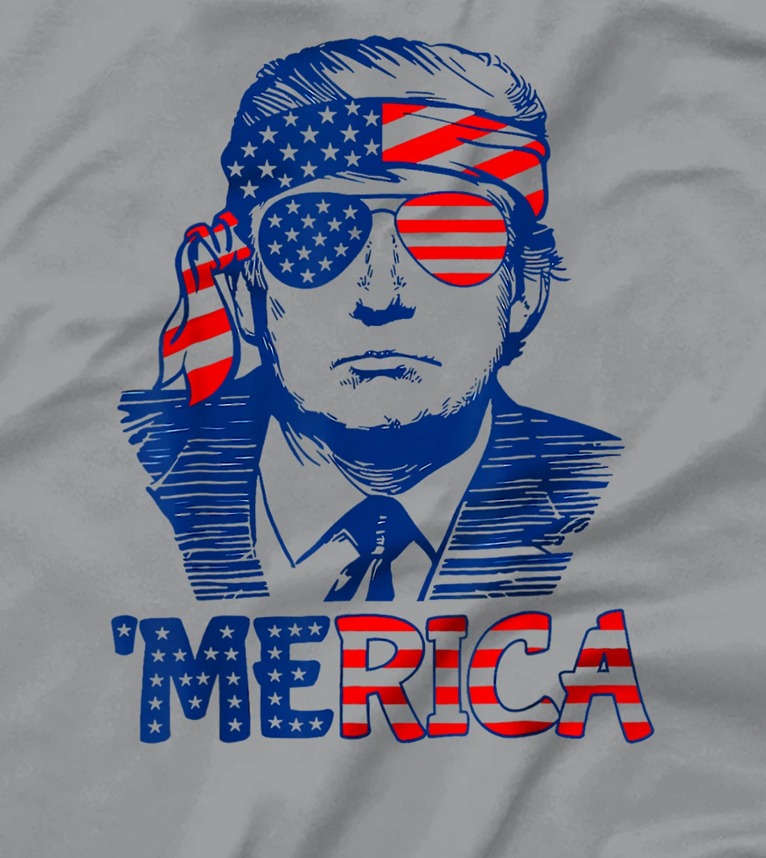 'MERICA TRUMP Happy 4th Of July Trump American Flag T-Shirt