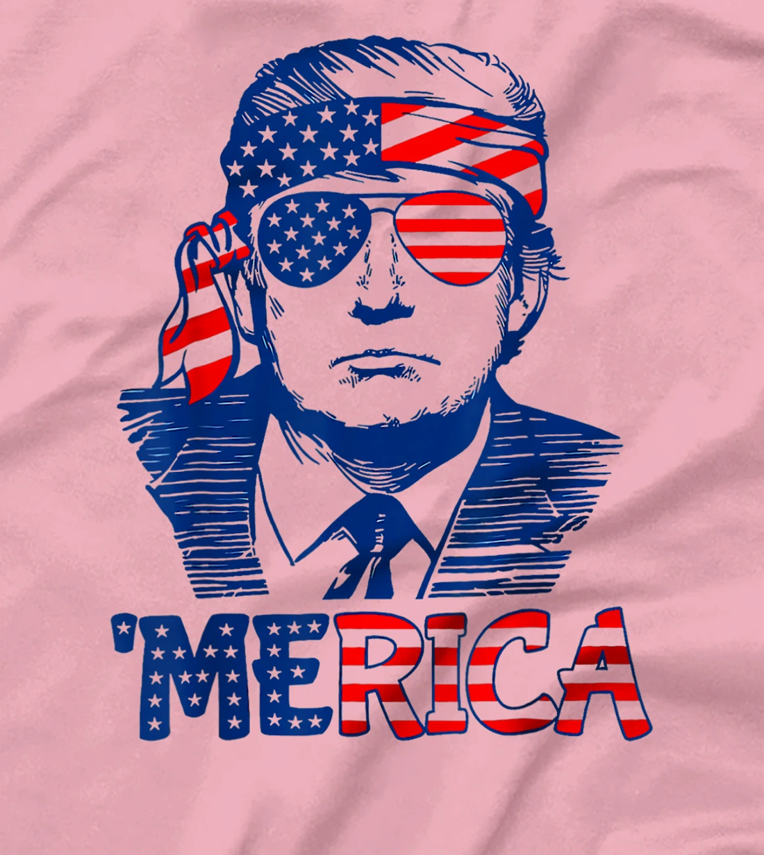 'MERICA TRUMP Happy 4th Of July Trump American Flag T-Shirt