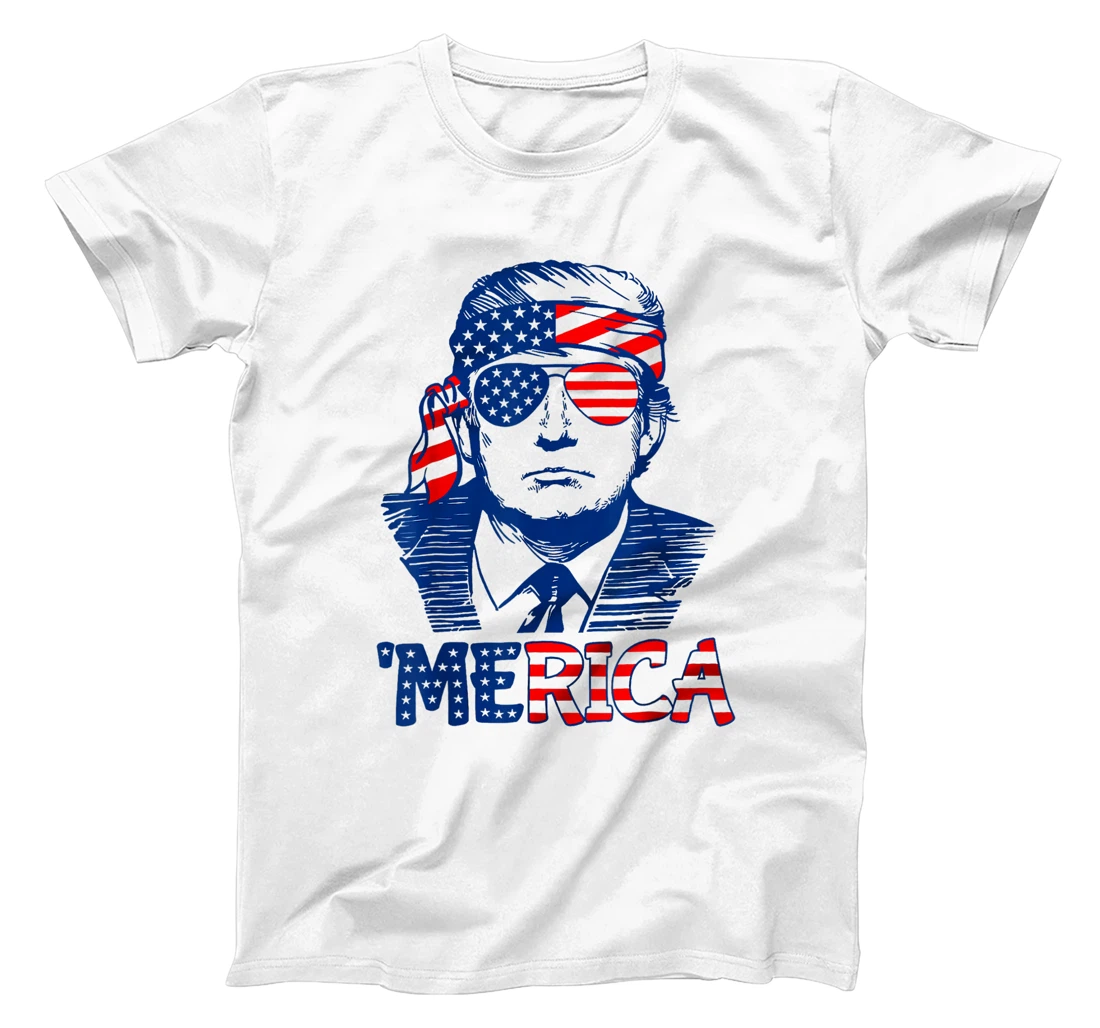 'MERICA TRUMP Happy 4th Of July Trump American Flag T-Shirt
