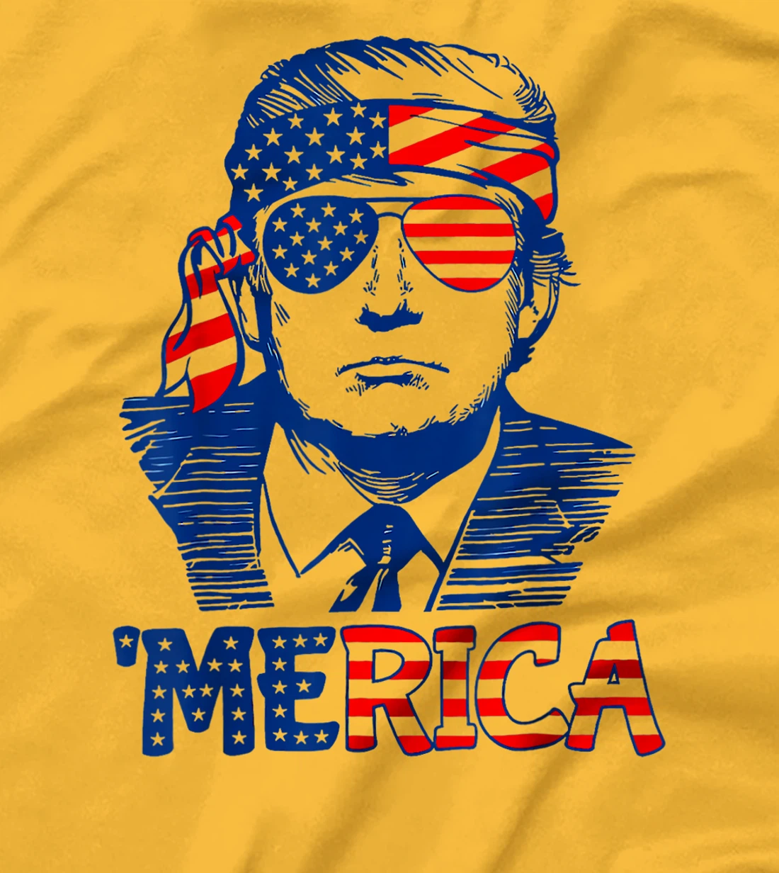 'MERICA TRUMP Happy 4th Of July Trump American Flag T-Shirt