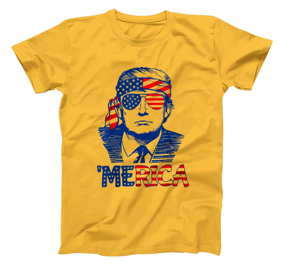 'MERICA TRUMP Happy 4th Of July Trump American Flag T-Shirt
