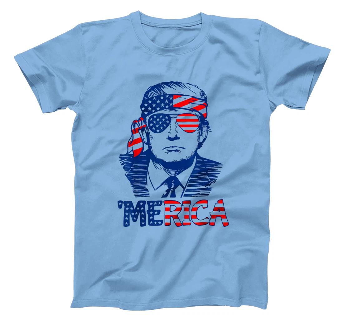 'MERICA TRUMP Happy 4th Of July Trump American Flag T-Shirt